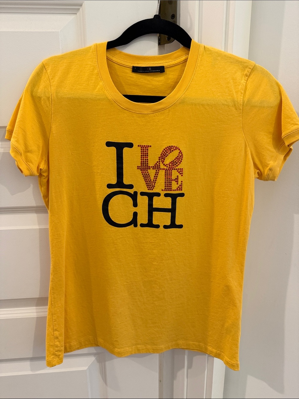 Carolina Herrera Yellow Logo-Accented Crewneck Tee